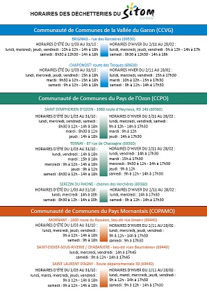 CHANGEMENT D’HORAIRES D’OUVERTURE DE 2 DÉCHETTERIES EN 2022