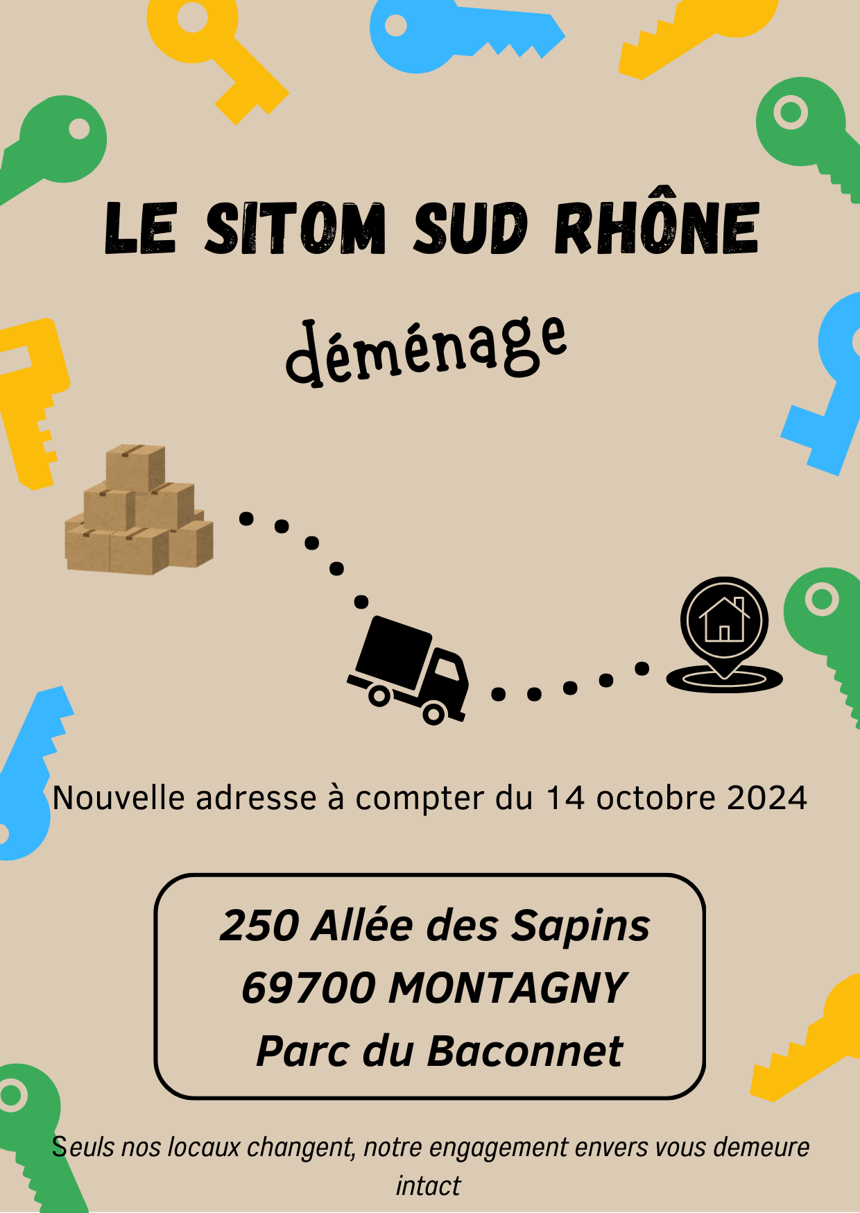 A partir du 14 octobre 2024 : Le SITOM Sud Rhône déménage à Montagny !